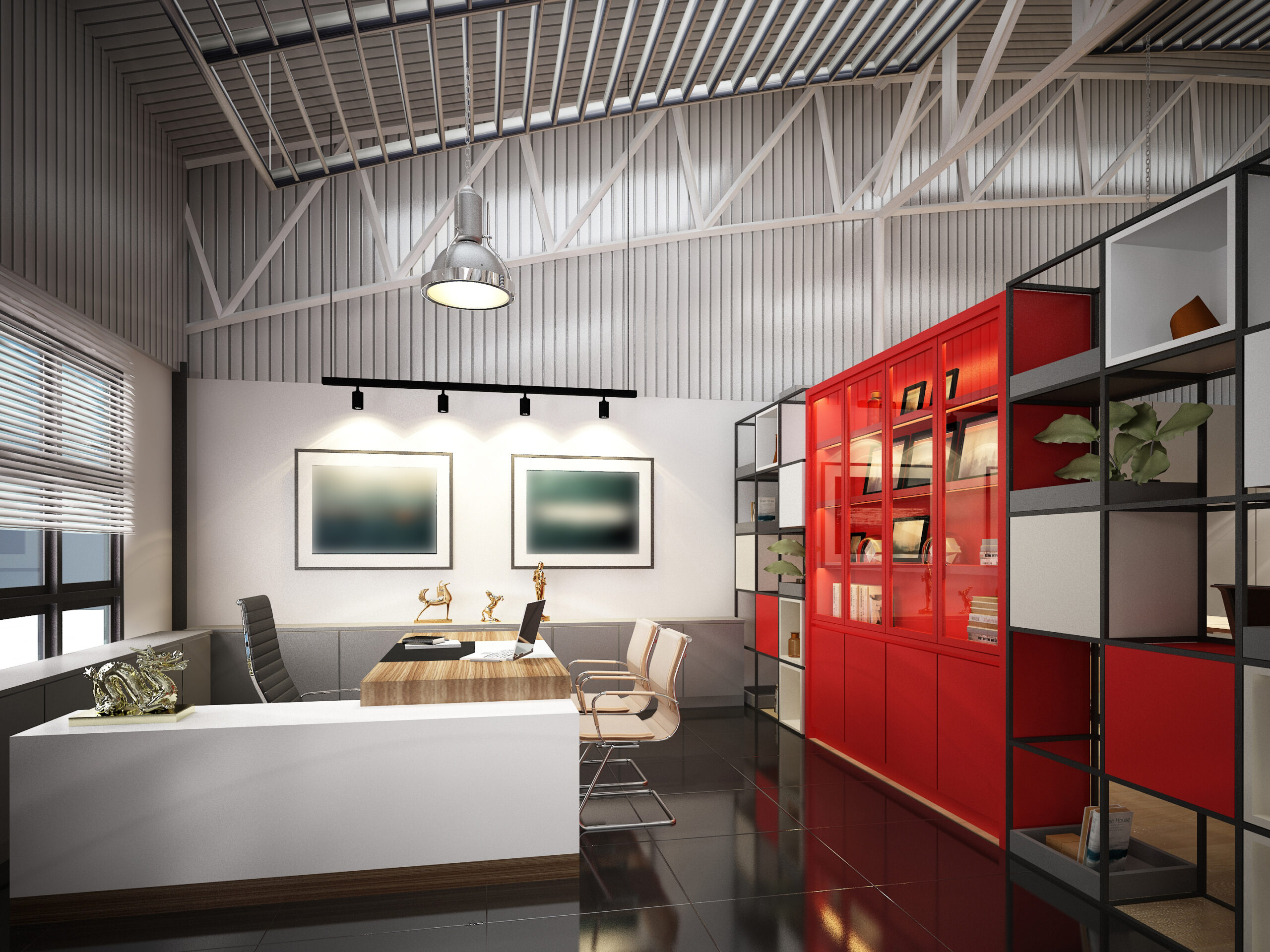 sketch design of interior working room,3d rendering